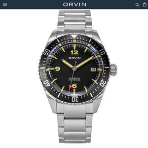 New Orvin Black and Green Orvin Field Diver Men's Watch